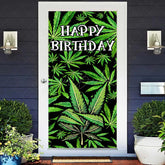 Lofaris Spring Green Plant Leaves Happy Birthday Door Cover